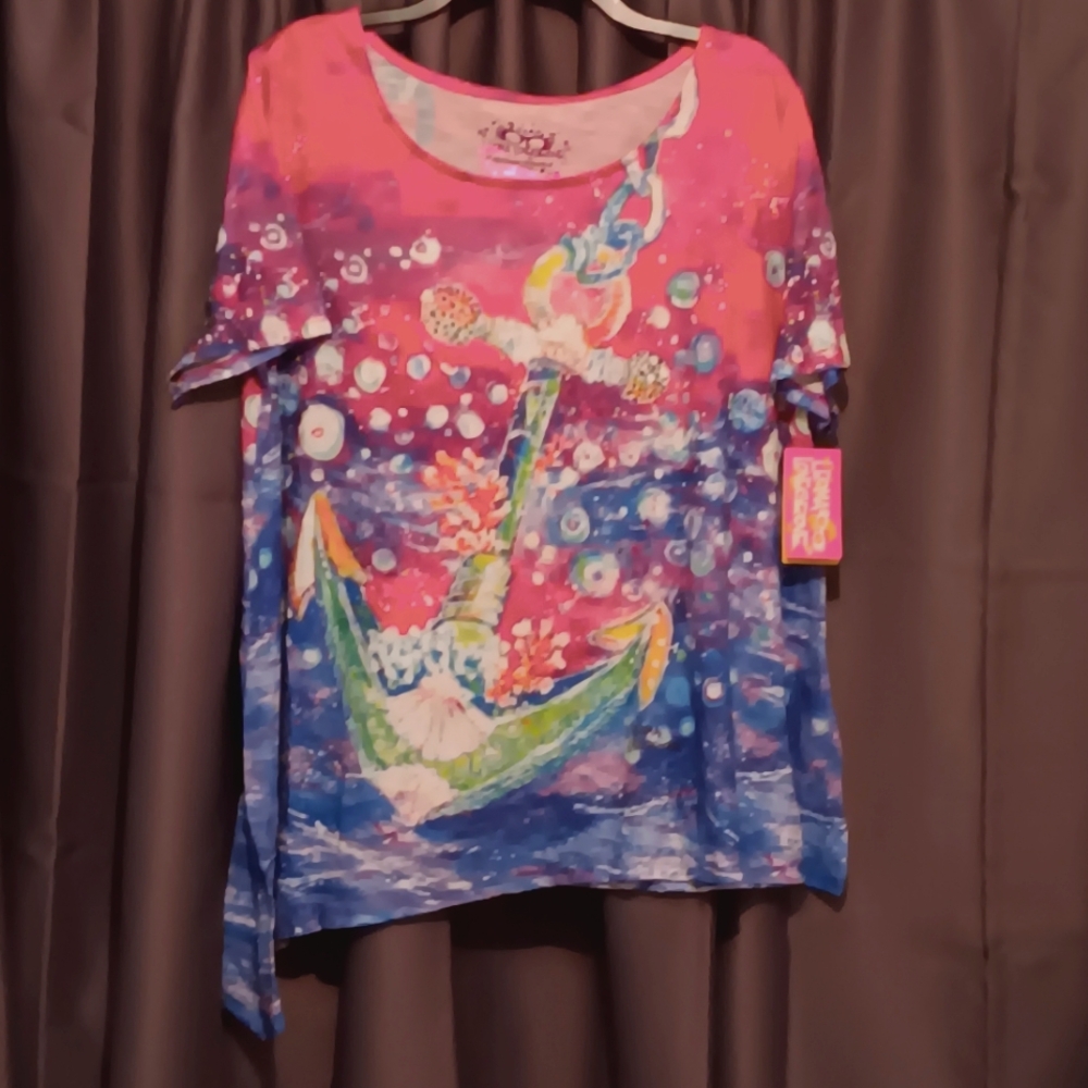 New Leoma Lovegrove Anchor Short Sleeve Top Nwt